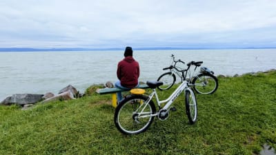 Yeswanth enjoying the views of Lake Balaton