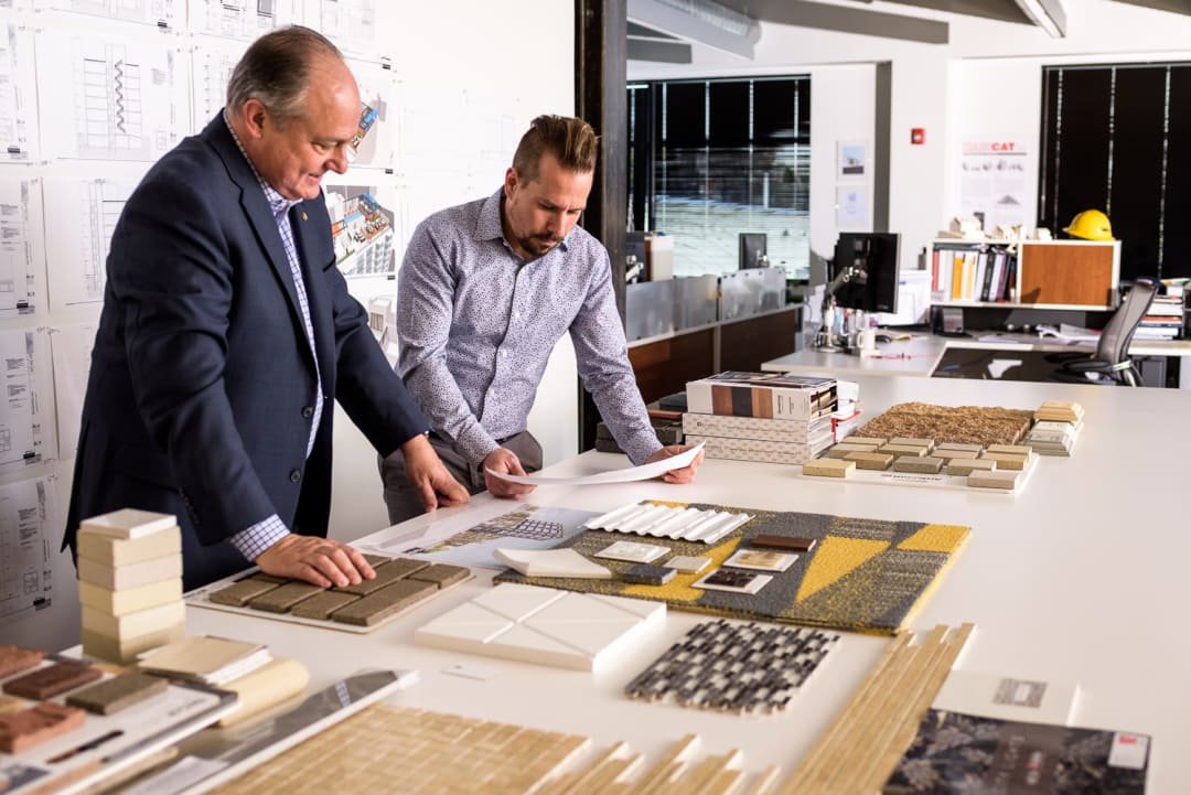 Materials - Architects chatting at Bonstra | Haresign