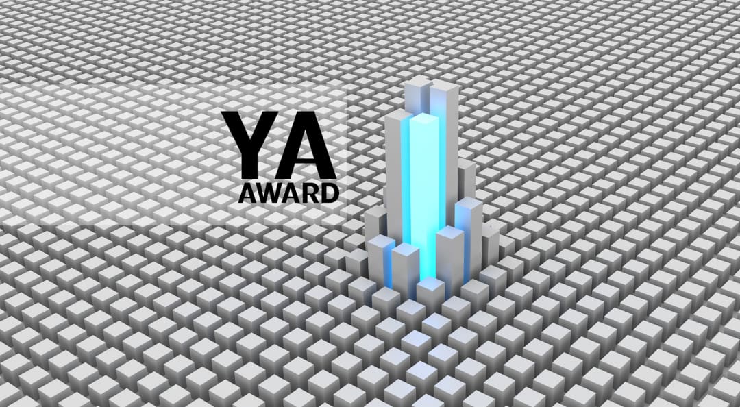 Young Architect Award graphic featuring a sea of cubic forms with distinct cube tower rising above others