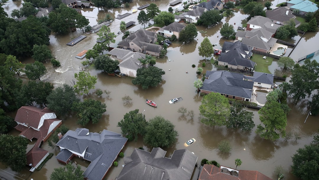 Flooded homes in Houston after Hurricane Harvey
