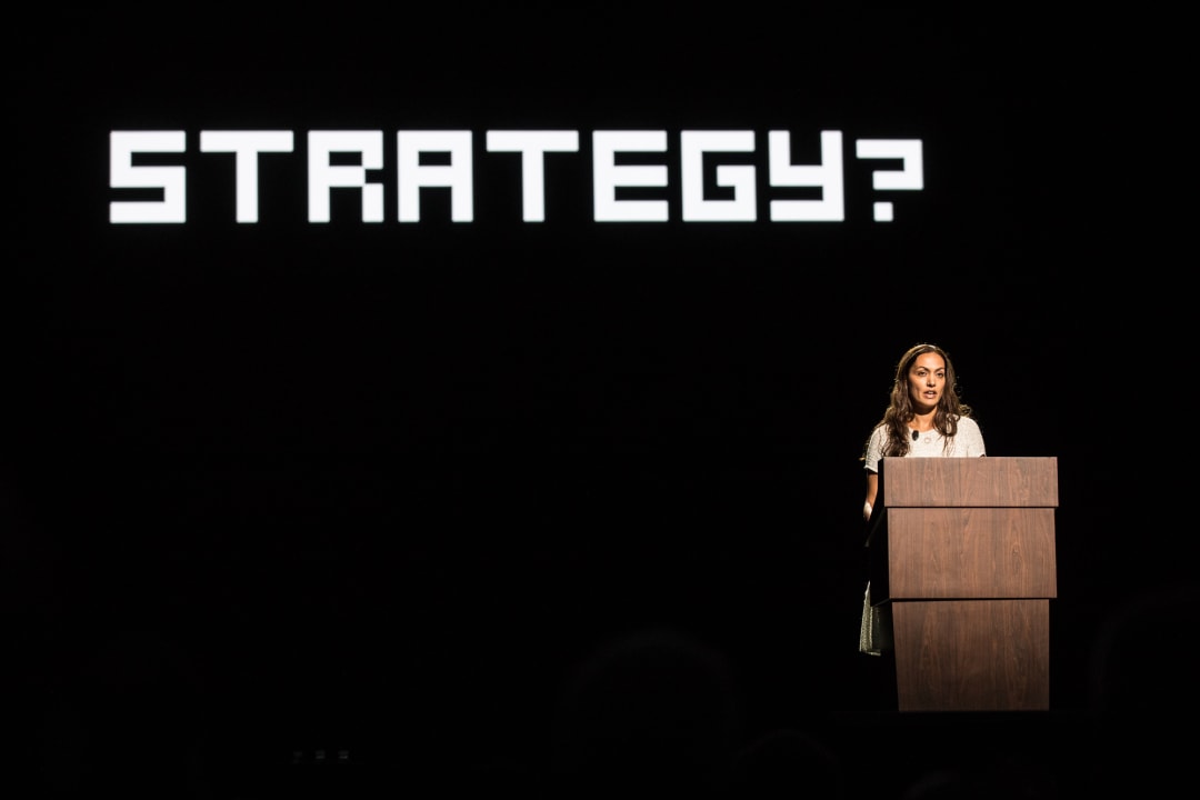 Sheela Søgaard at A’18 on business
