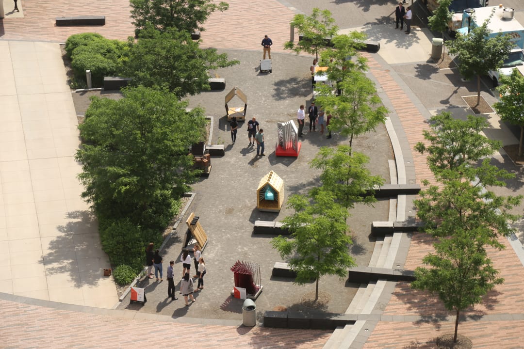 Aerial view of Installations at Midtown Commons Park