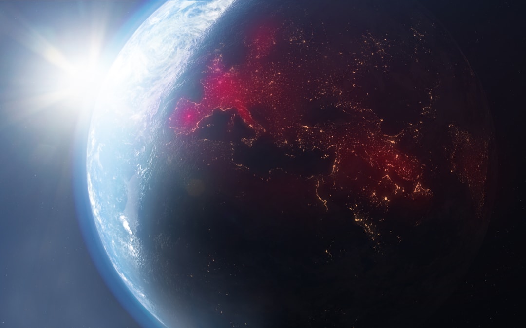Earth from space with COVID-19 map