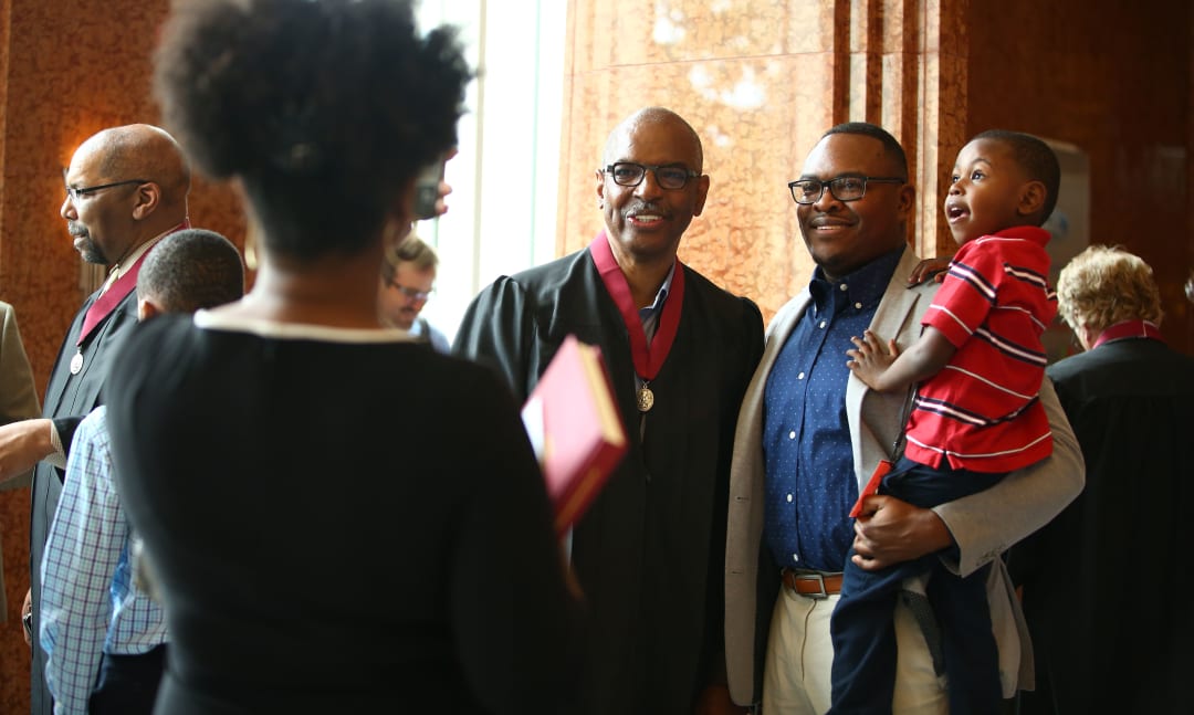 Jimmie E. Tucker, FAIA celebrates his elevation to Fellowship with his family during the 2019 College of Fellows Investiture ceremony in Las Vegas, Nevada.