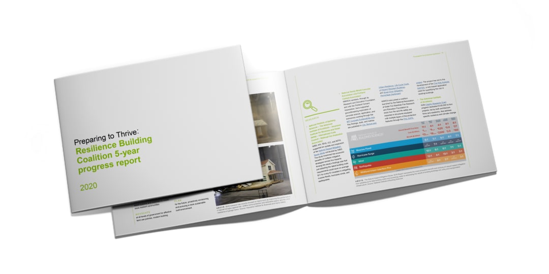 Report cover and interior spread showing text and chart