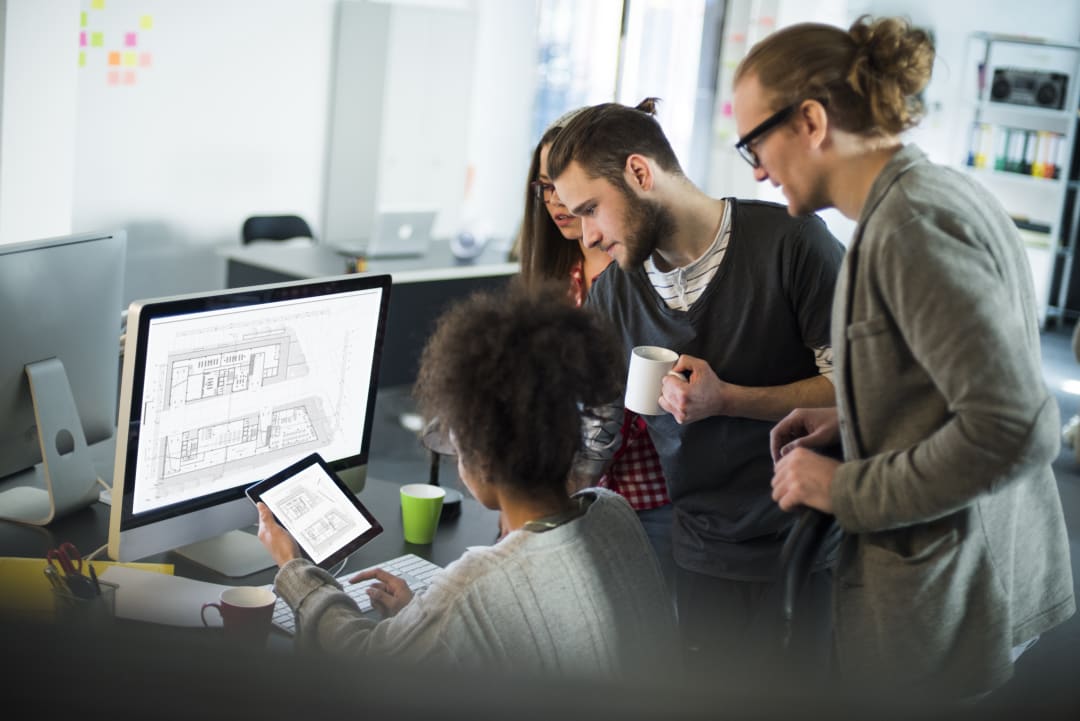 Team of architects working on a project