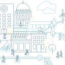 illustration of people in a small town
