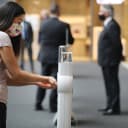 mall hand sanitizing customer