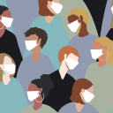 Illustration of people in masks from diverse background