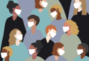 Illustration of people in masks from diverse background