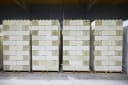 A pile of building bricks made from industrial hemp at a factory in Canada.