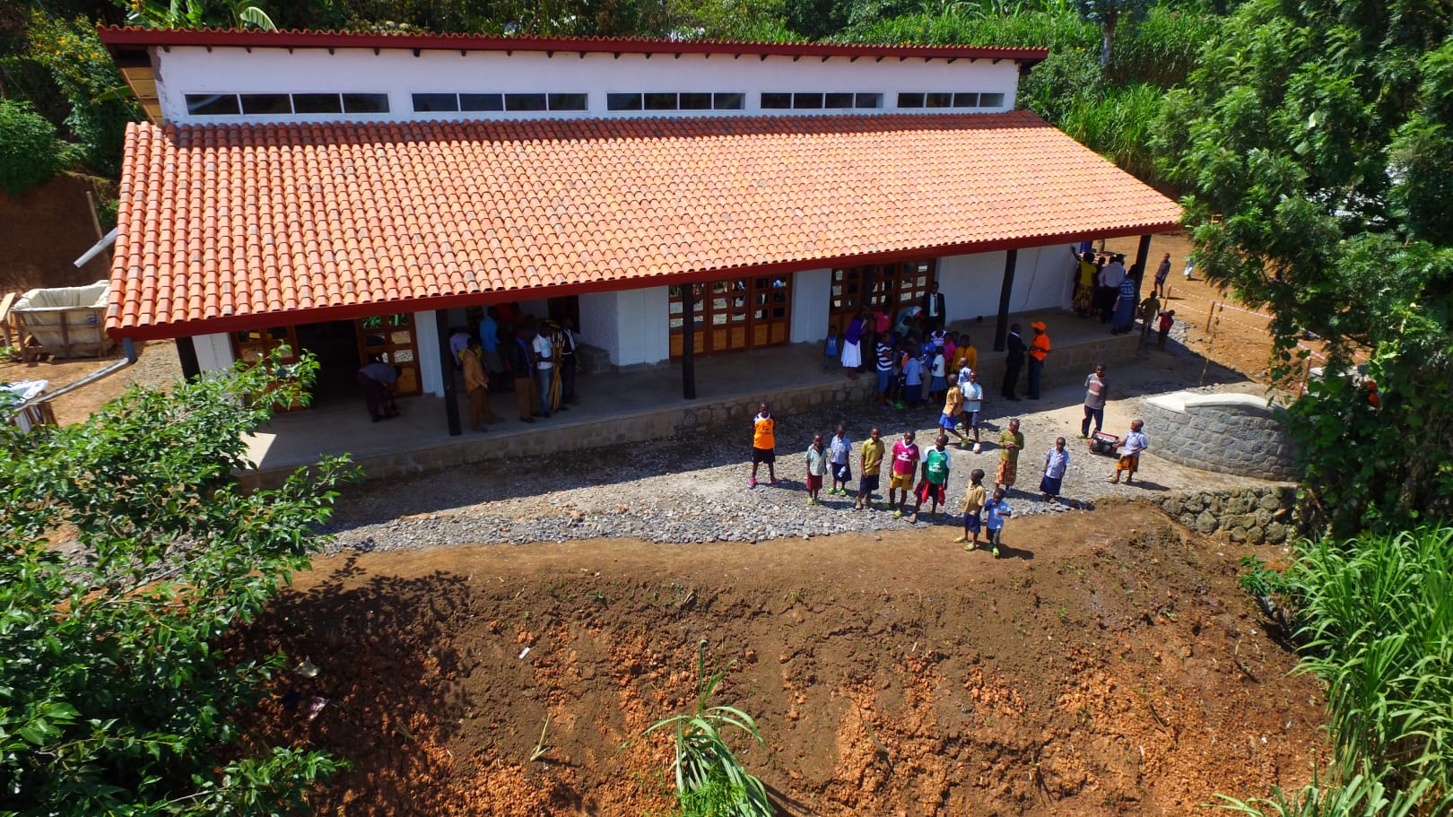 An aerial view of the Sunzu Yacu Community Center, Rwanda 