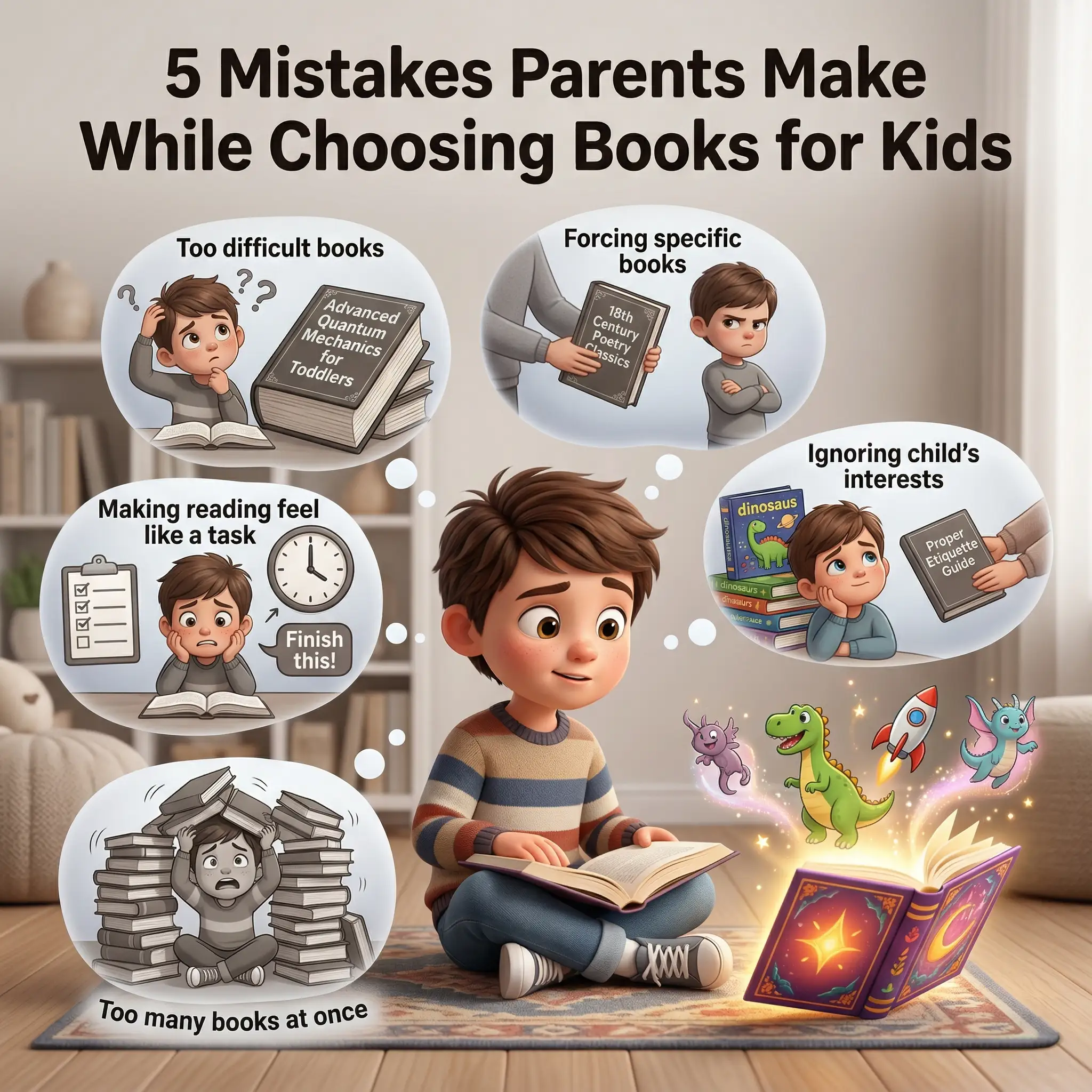 5 Mistakes Parents Make While Choosing Books for Kids