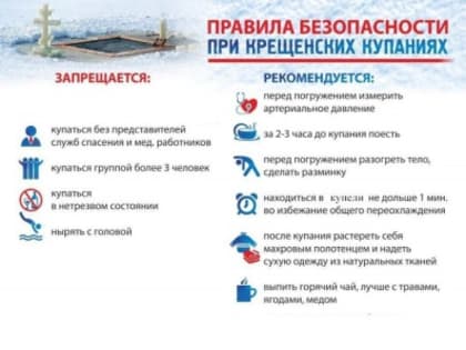 ПАМЯТКА О МЕРАХ БЕЗОПАСНОСТИ ВО ВРЕМЯ ПРОВЕДЕНИЯ ПРАЗДНИКА «КРЕЩЕНИЕ ГОСПОДНЕ»
