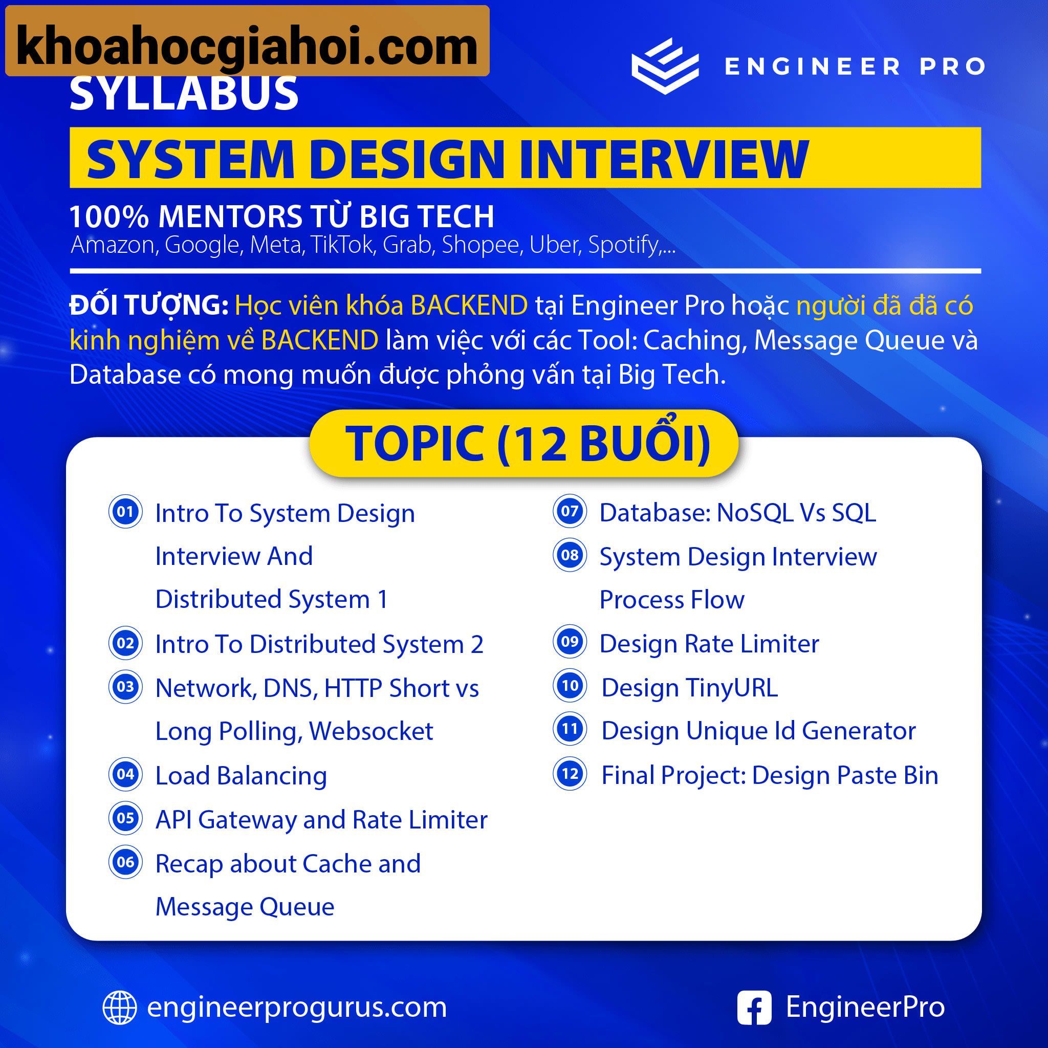 Khóa Học System Design Interview Big Tech Cùng Engineer Pro