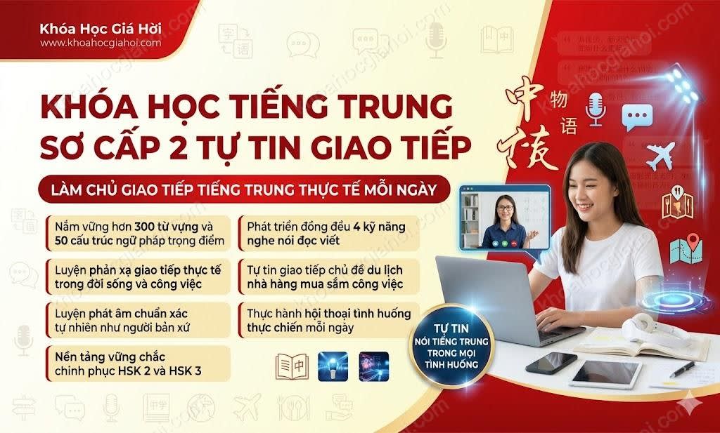 Khóa Học Tiếng Trung Sơ Cấp 2 - Tự Tin Giao Tiếp