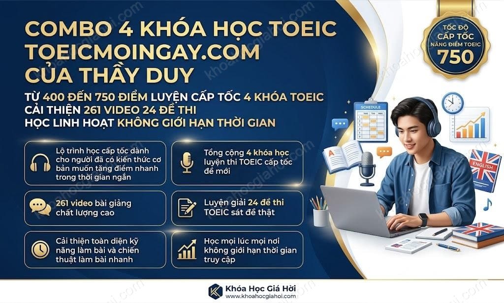 Combo 4 Khóa Học Toeic – Toeicmoingay.com