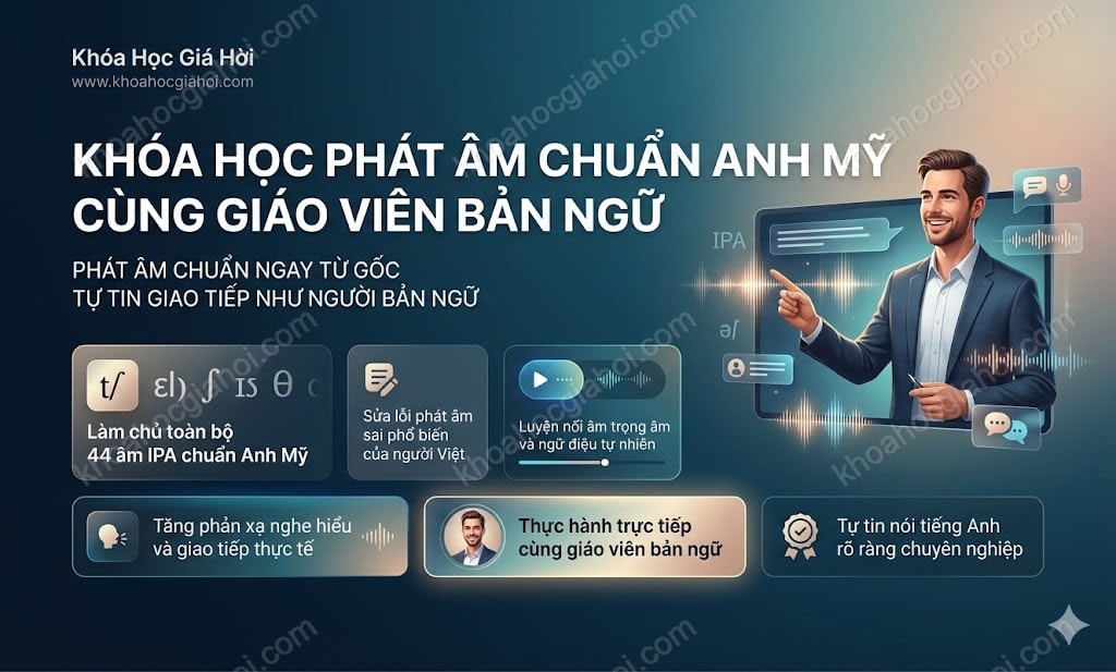 Khóa Học Phát Âm Chuẩn Anh - Mỹ Cùng Giáo Viên Bản Ngữ