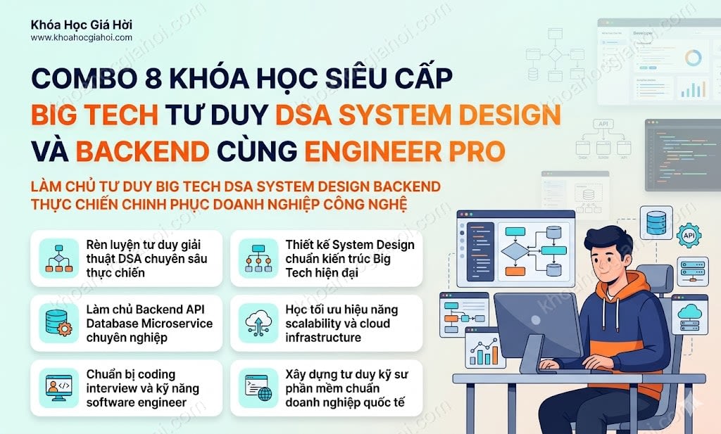 Combo 8 Khóa Học Siêu Cấp Big Tech – Tư Duy, DSA, System Design & Backend Cùng Engineer Pro