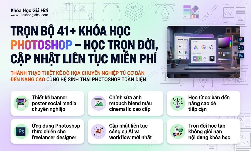 Trọn Bộ 41+ Khóa Học Photoshop – Học Trọn Đời, Cập Nhật Liên Tục Miễn Phí