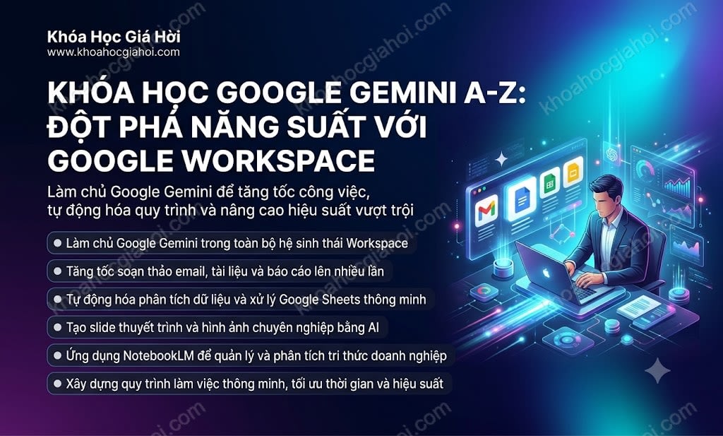 Khóa Học Google Gemini A-Z: Đột Phá Năng Suất Với Google Workspace