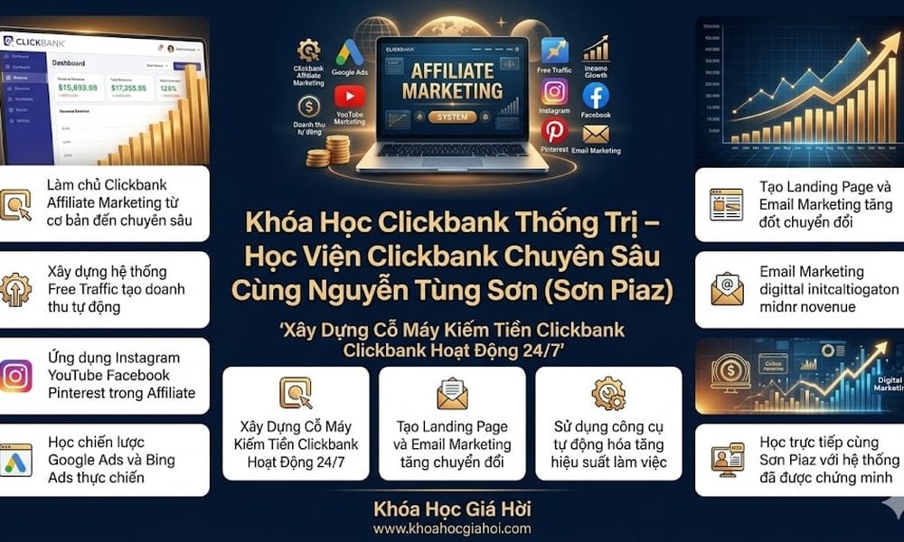 Khóa Học Clickbank Thống Trị – Học Viện Clickbank Chuyên Sâu Cùng Nguyễn Tùng Sơn (Sơn Piaz)