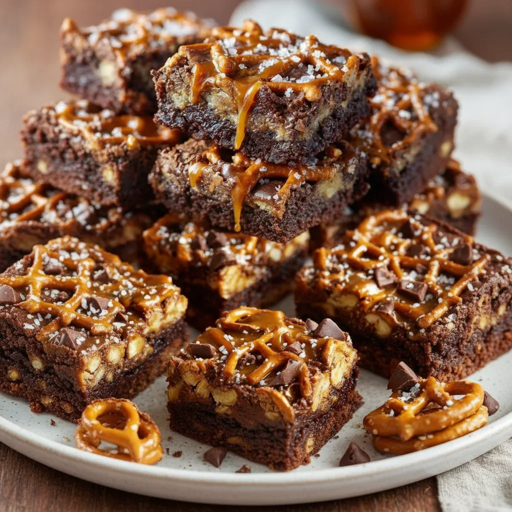 Pretzel Bottom Caramel Brownies