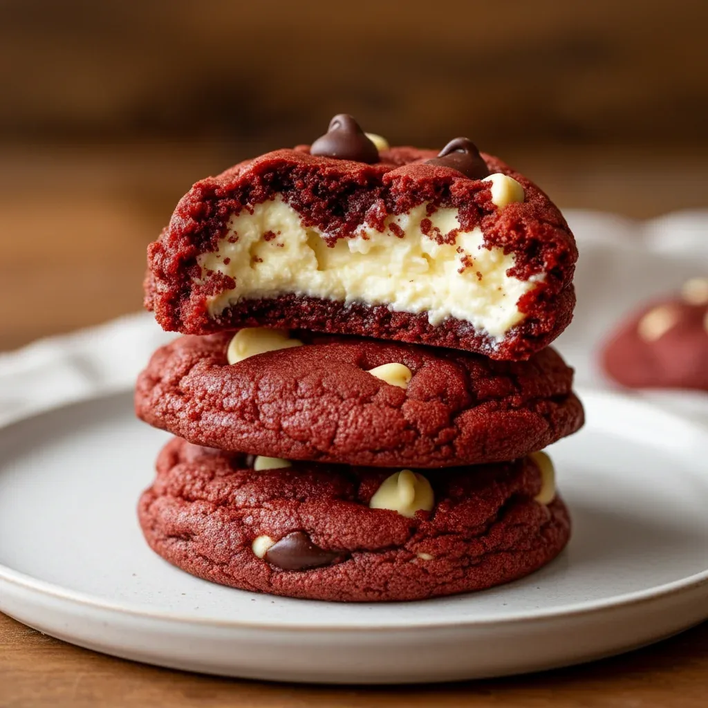 Cheesecake Stuffed Red Velvet Cookies