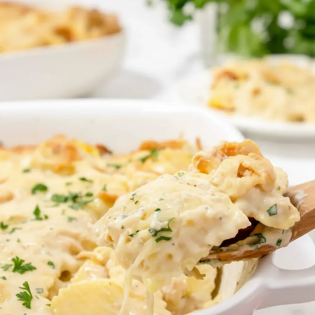 Chicken Alfredo Ravioli Bake