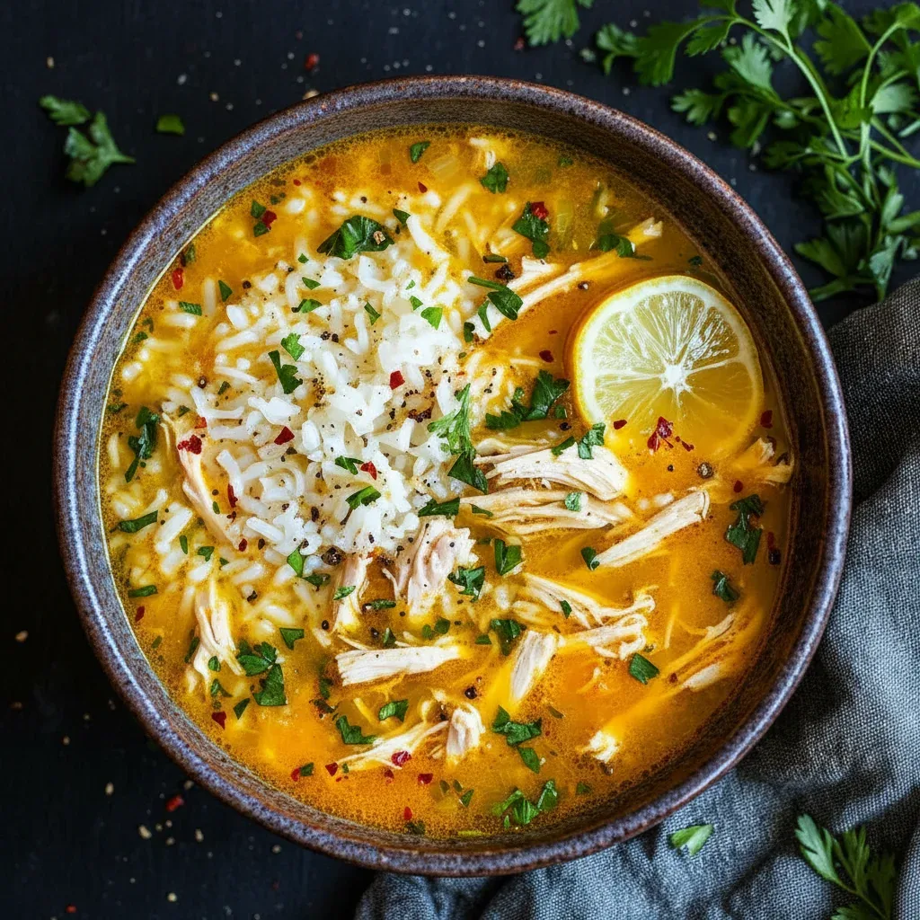 Lemon Ginger Turmeric Chicken Rice Soup