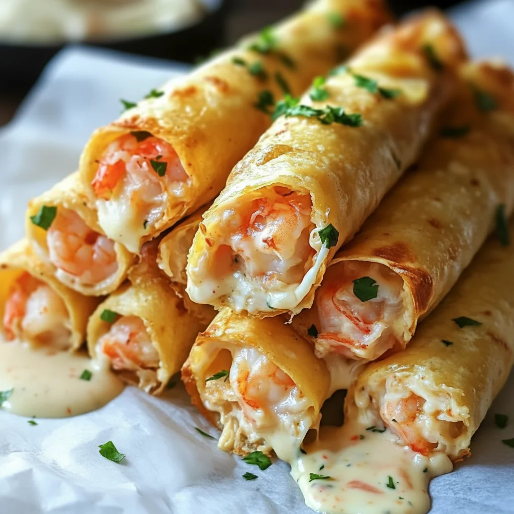 Crab And Shrimp Queso Taquitos Recipe