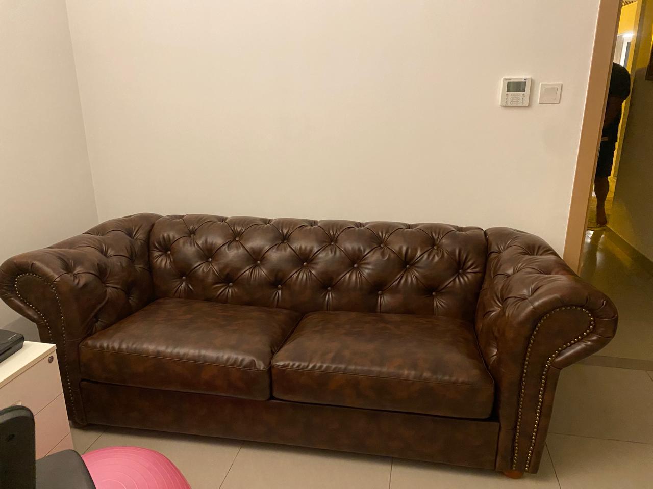 Premium Leather Sofa Complete Color Restoration - Restored Finish State