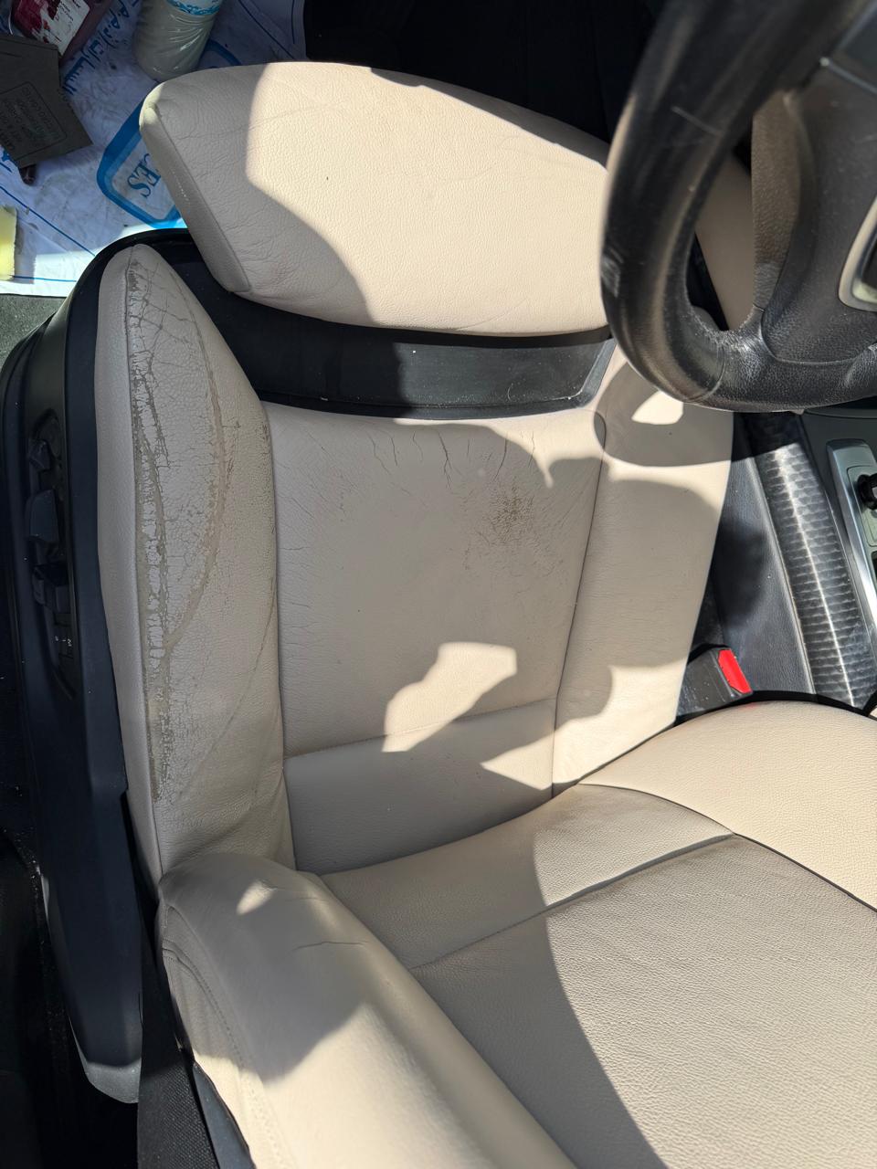 Premium Leather Car Seat Side Bolster Restoration Before