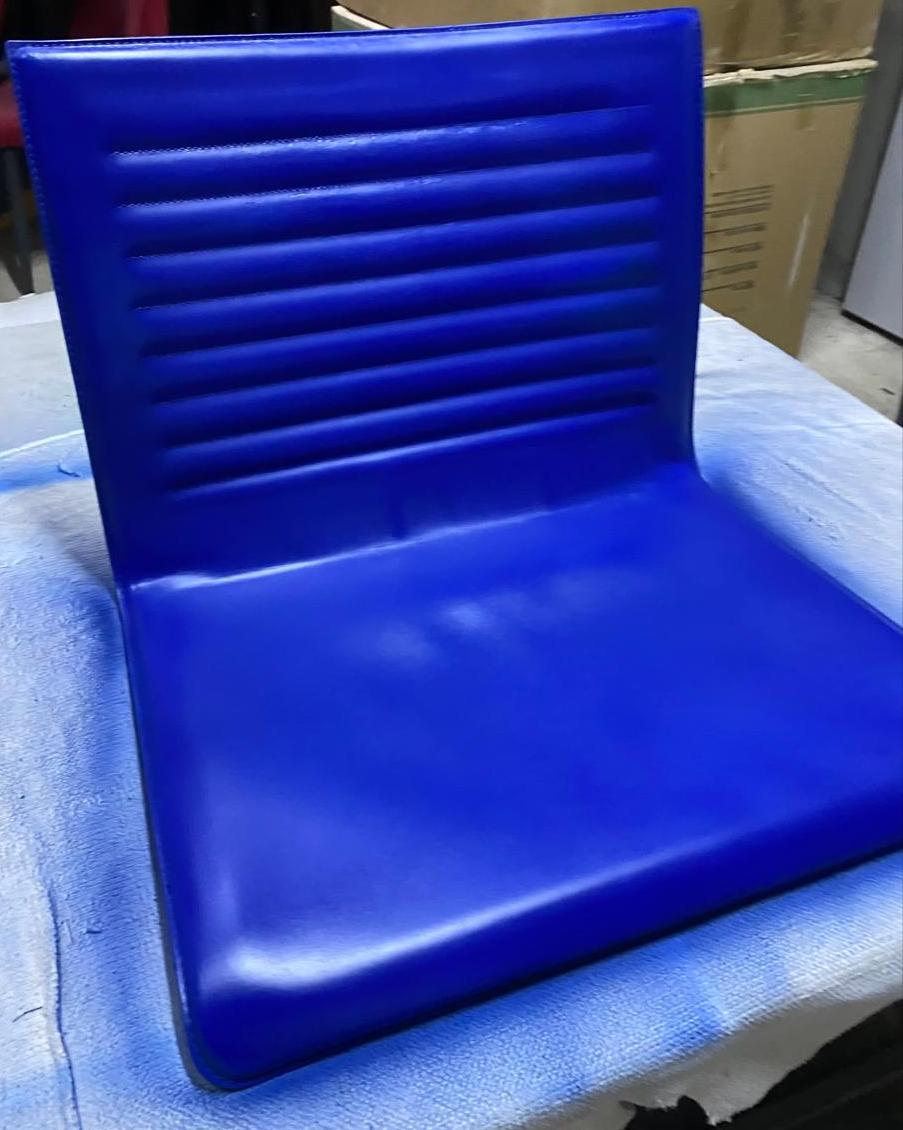 Blue Leather Chair Color Restoration & Surface Refresh After