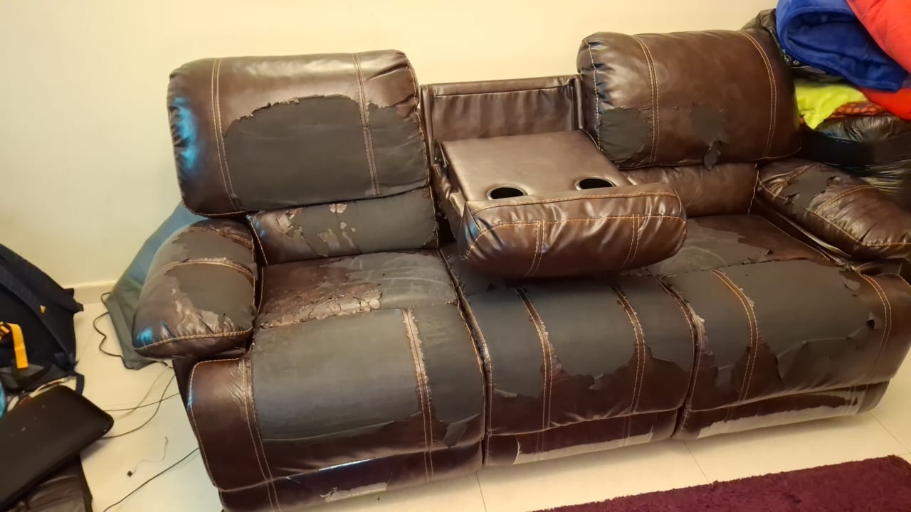  Vintage Brown Leather Sofa Complete Rejuvenation Before