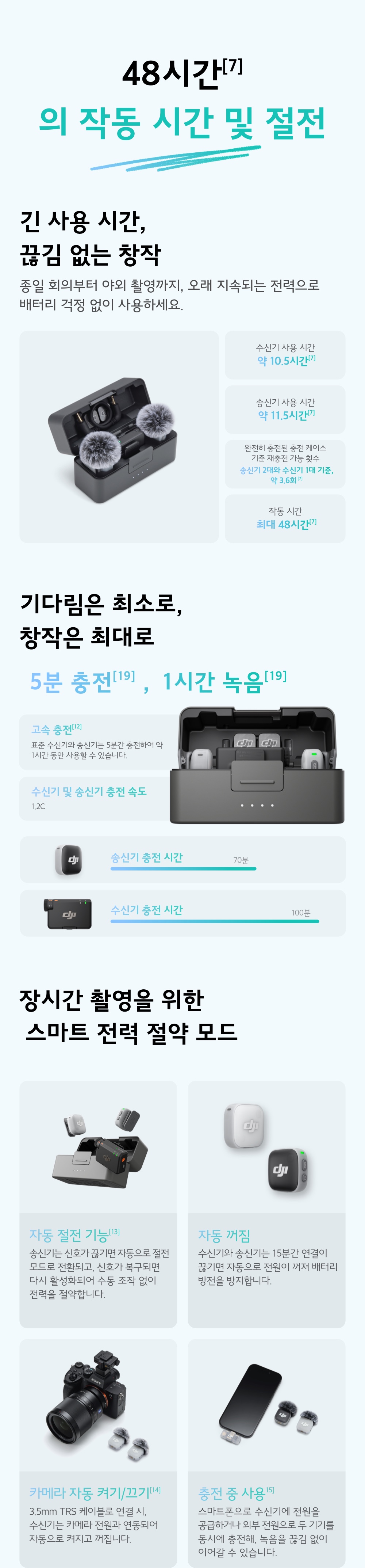 최대 48시간 작동 및 고속 충전 지원