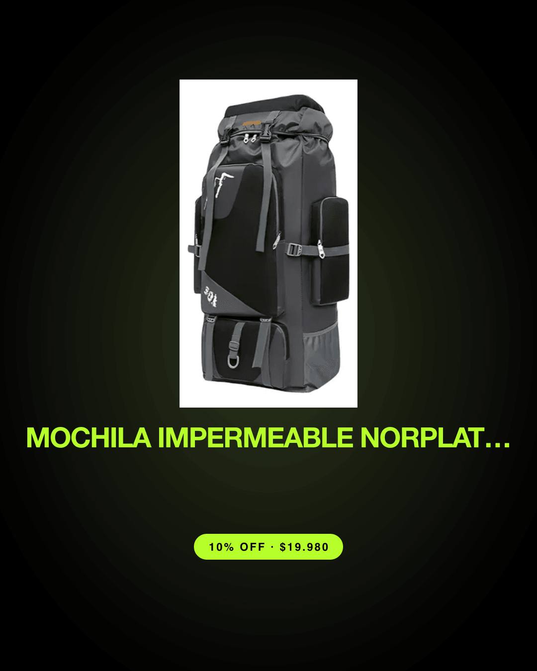 Mochila Impermeable Norplat 90l Para Camping Trekking Viajes Color Negro — oferta en Chile