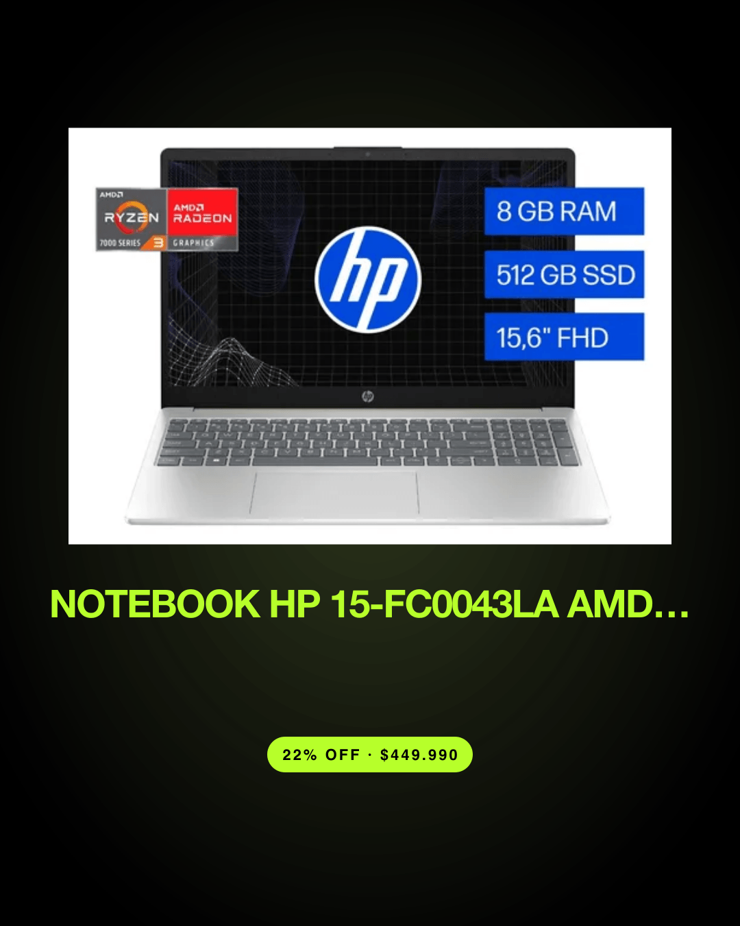 Notebook Hp 15-fc0043la Amd Ryzen 3 8gb Ram 512gb Sssd Windows 11 Home Warm Gold — oferta en Chile