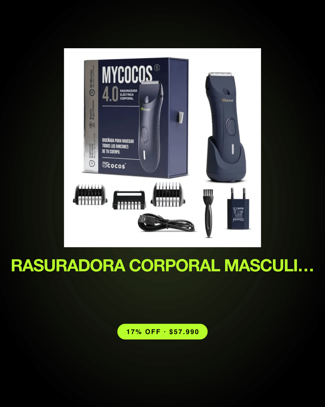 Rasuradora Corporal Masculina Mycocos® 4.0 Azul — oferta en Chile