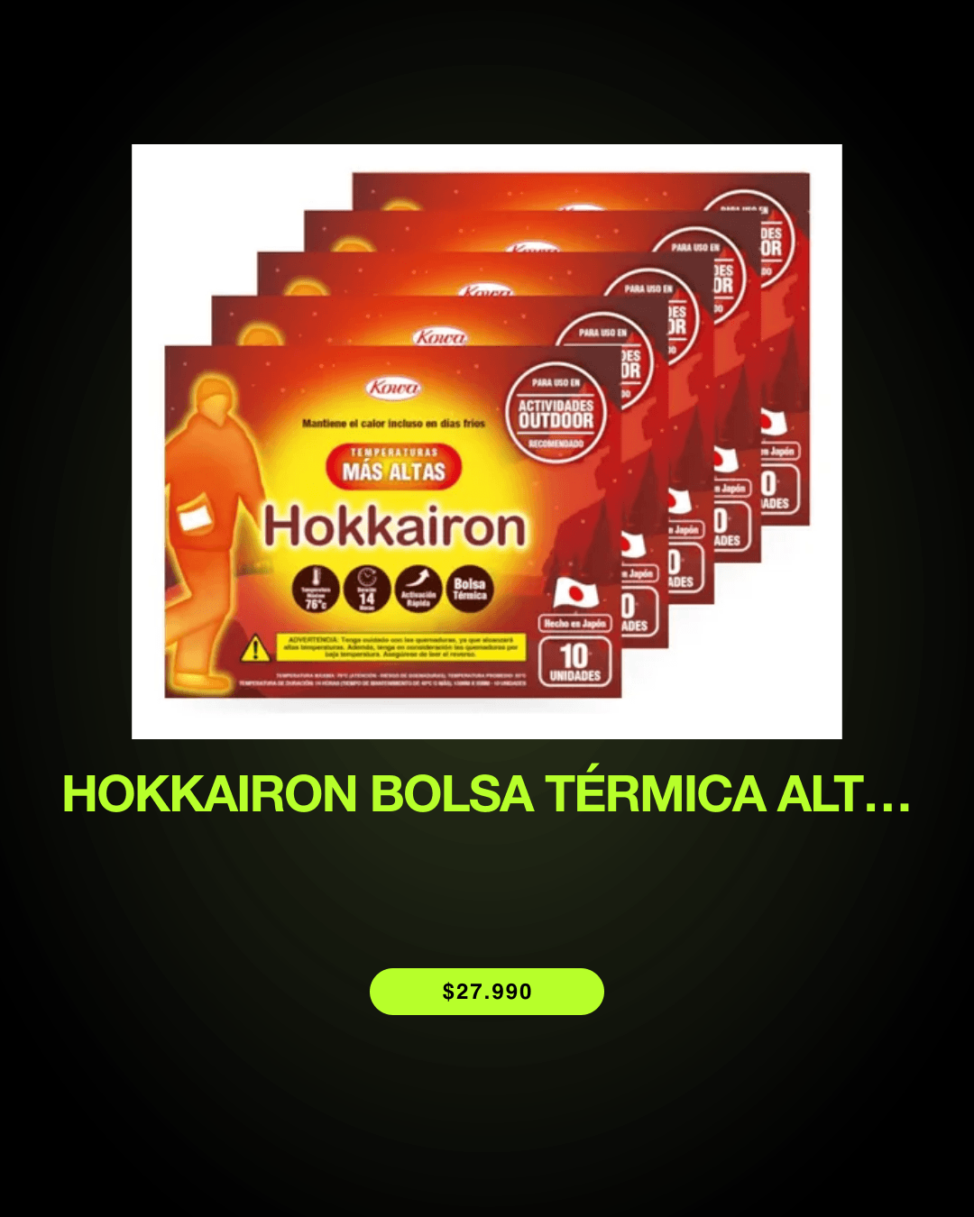 Hokkairon Bolsa Térmica Alta Temp. Pack X5 (50 Uni) — oferta en Chile
