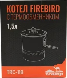 Казанок Tramp из анодированного алюминия з теплообменником 1,5 л TRC-118, сірий — фото 6