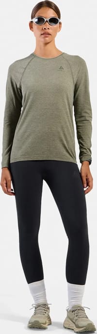 Лонгслив женский для бега Odlo Essential Seamless, Vetiver Melange – фото 3