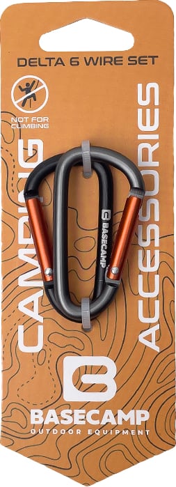 Набір карабінів BaseCamp Delta 6 Straight Set, 2 шт, Black/Grey
