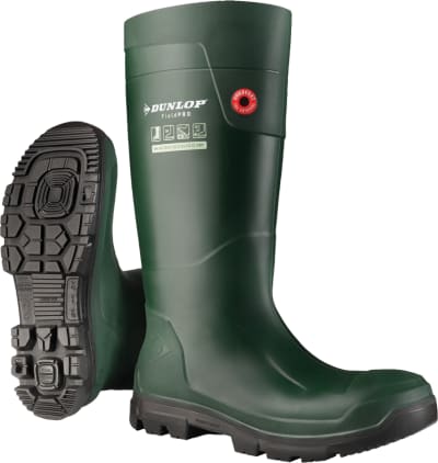 Чоботи гумові робочі Dunlop FieldPRO S5, сталевий носок – Зелені