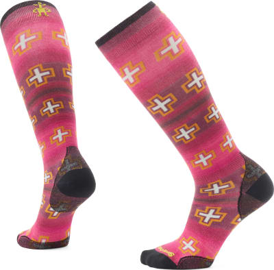 Шкарпетки жіночі Smartwool Ski Zero Cushion Paths Crossed Print OTC, Power Pink