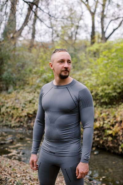Термобілизна чоловіча Tramp Active комплект (футболка+штани)-grey