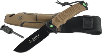 Ніж з фіксованим клинком Ganzo G8012 V2 з паракордом, коричневий