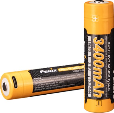 Акумулятор 18650 Fenix (3400 mAh) Type-C V3.0 – Чорний, Помаранчевий