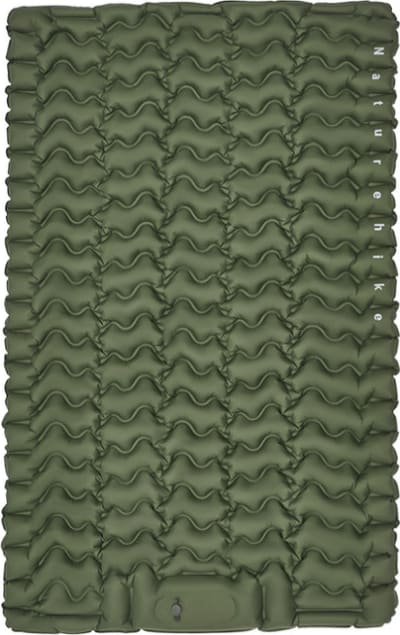 Матрац туристичний надувний двомісний Naturehike CNK2550WS019, 200 × 125 × 6.5 см, зелений із вбудованою помпою
