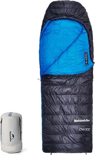 Спальник з натуральним пухом Naturehike CW700 – Чорний, Блакитний